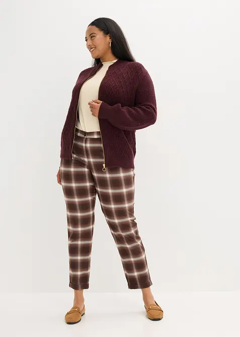 Pantalon &agrave; revers imprim&eacute; carreaux, bonprix