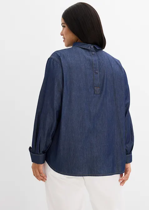 Blouse en jean avec larges manchettes, bonprix