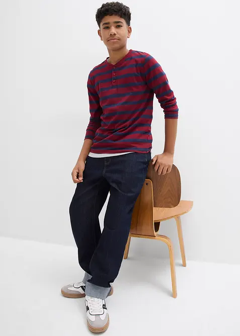 Lot de 3 T-shirts col tunisien 100% coton, bonprix