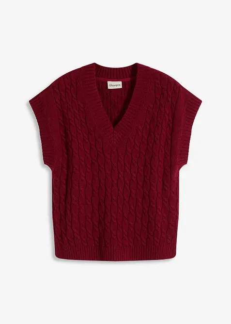 Pull sans manches &agrave; motif torsad&eacute;, bonprix