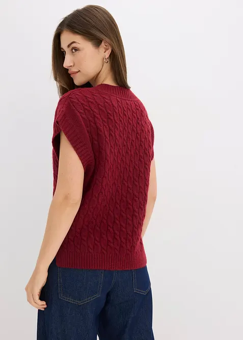 Pull sans manches &agrave; motif torsad&eacute;, bonprix