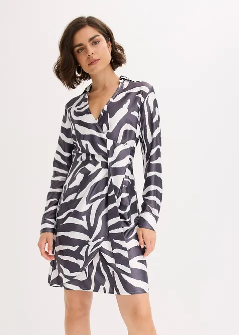 Robe portefeuille en satin fluide, bonprix