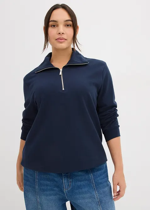 Sweat oversize à col zippé, bonprix