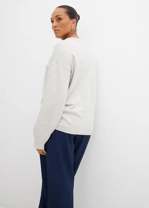 Feinstrickpullover mit asymmetrischer Knopfleiste, bonprix