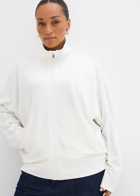 Sweat zippé en jersey milano confortable, bonprix