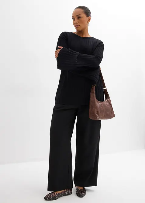 Plissierter Feinstrickpullover aus Viskose-Mix, bonprix