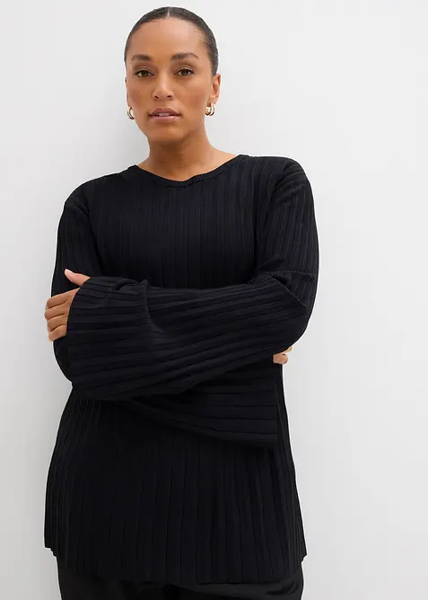 Plissierter Feinstrickpullover aus Viskose-Mix, bonprix