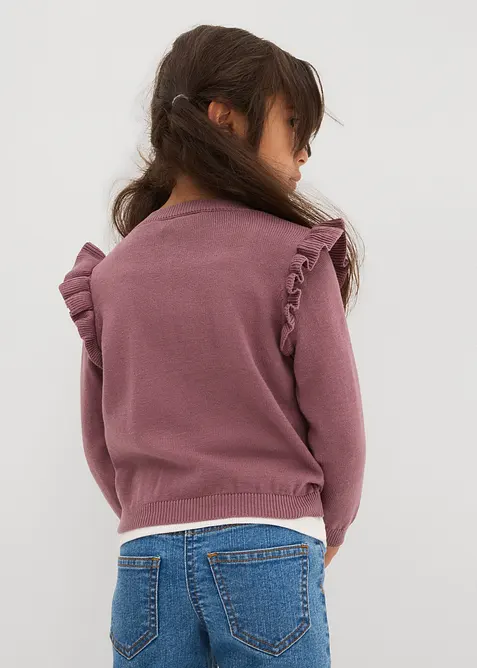 Gilet en fine maille à manches volantées, bonprix