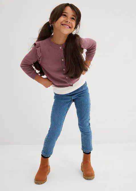 Gilet en fine maille à manches volantées, bonprix