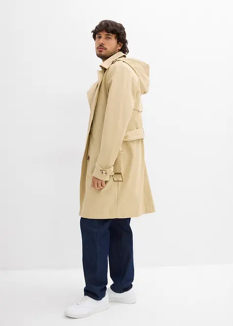 Trench-coat déperlant avec capuche amovible, bonprix