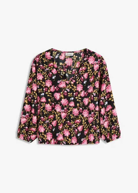 Chiffon-Bluse mit Raffung am Saum, bonprix