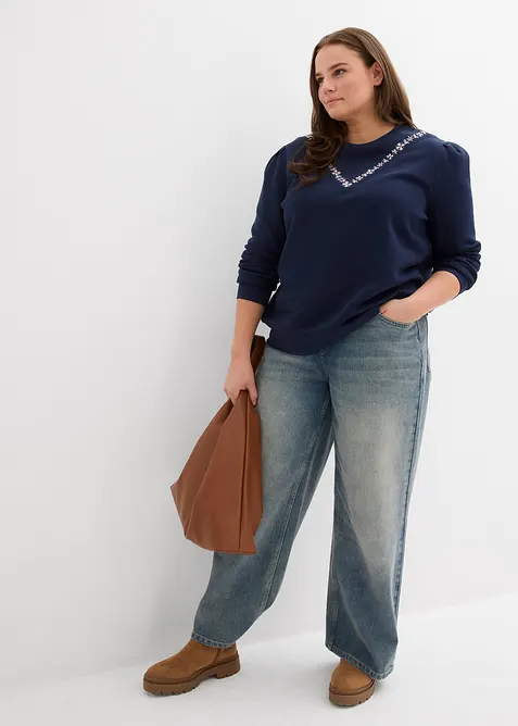 Sweat-shirt en coton mélangé avec broderie, bonprix