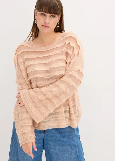 Oversize-Pullover, semi-transparent, bonprix