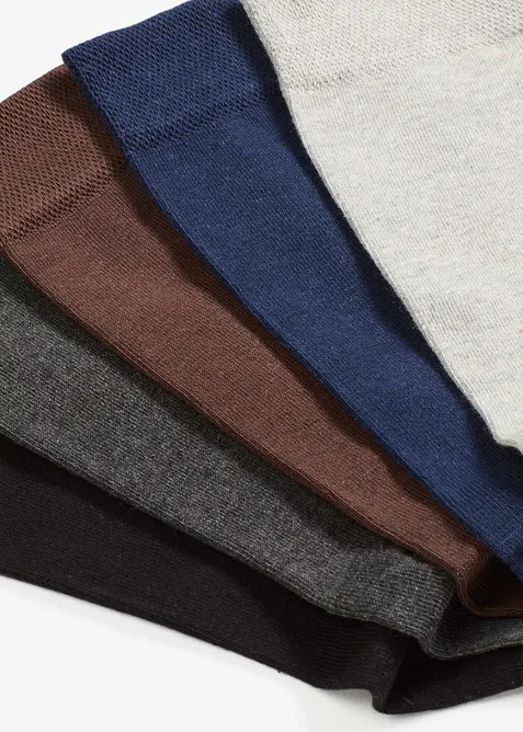 Socken mit druckfreiem B&uuml;ndchen und Bio-Baumwolle (5er Pack), bonprix