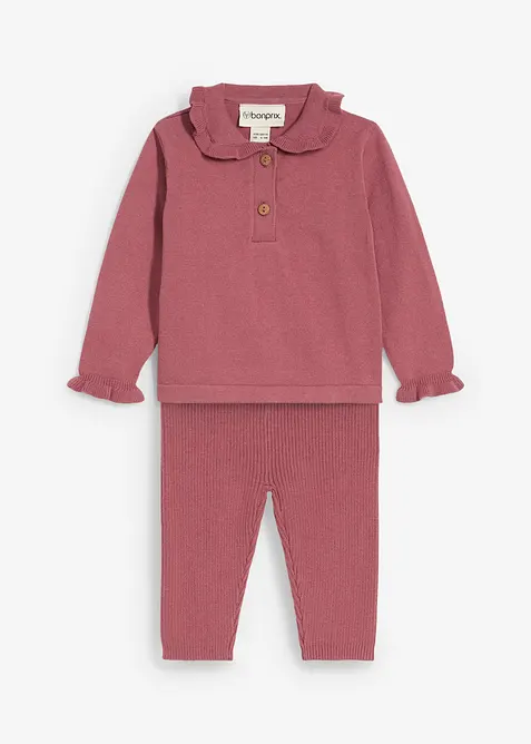 Strickpullover mit Volantkragen und Leggings (2-tlg.Set), bonprix