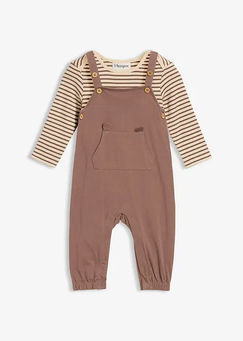 Salopette côtelée avec body 100% coton (ens. 2 pces), bonprix