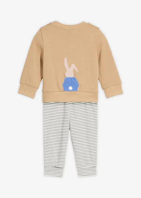 T-shirt manches longues et pantalon molletonné 100% coton (ens. 2 pces), bonprix