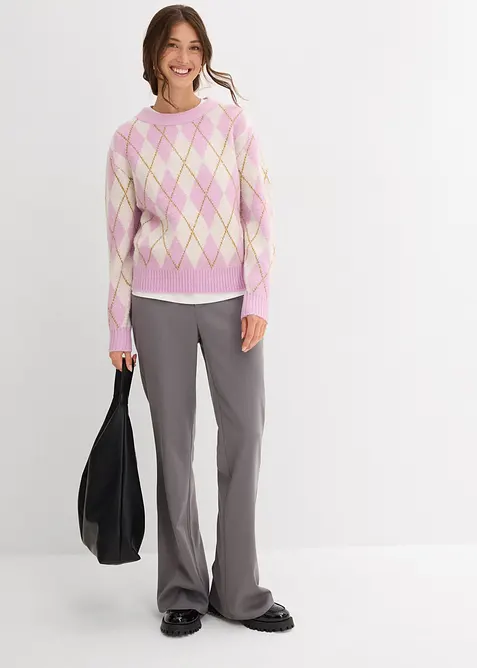 Feinstrickpullover mit Karomuster, bonprix