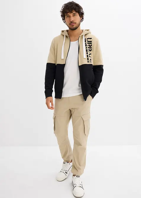 Sweat zipp&eacute; &agrave; capuche 100% coton, bonprix