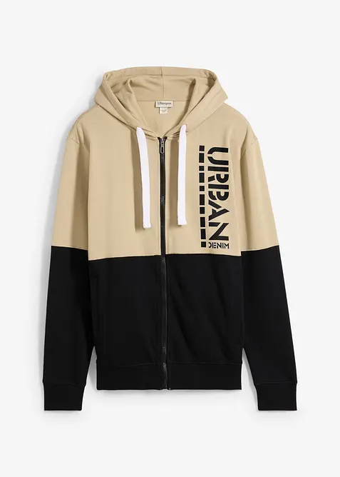 Sweat zipp&eacute; &agrave; capuche 100% coton, bonprix