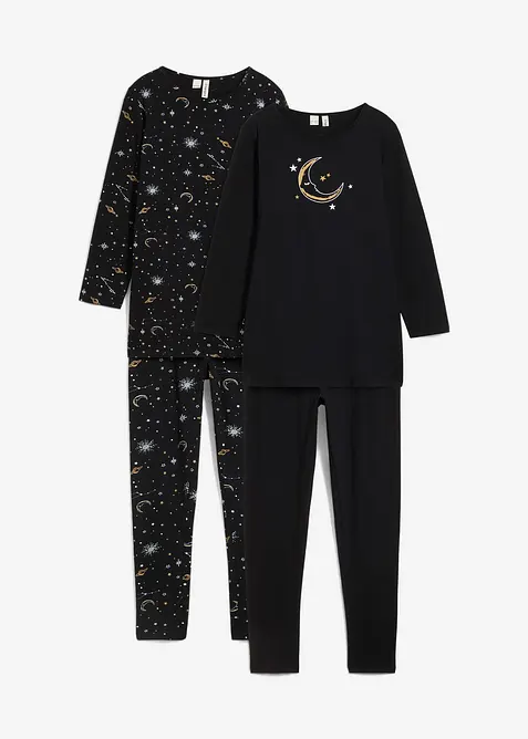 Longshirt und Leggins mit weicher Bio-Baumwolle mit Glitzerdruck (4-tlg.Set), bonprix