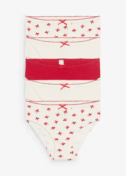 Slip aus weicher Rippe mit Satin-Schleife (5er Pack), bonprix