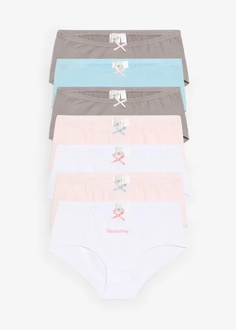 Lot de 7 culottes en coton doux avec nœud en satin, bonprix