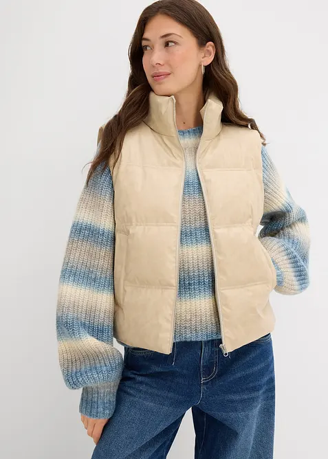 Gilet sans manches enduit et matelass&eacute;, bonprix