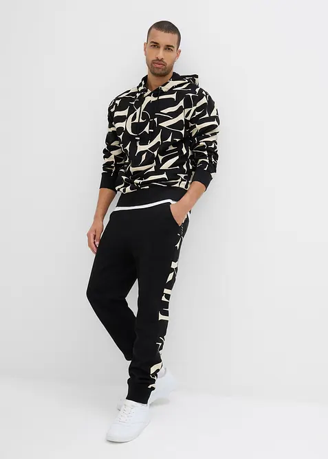 Pantalon de jogging avec empiècement, 100% coton, bonprix