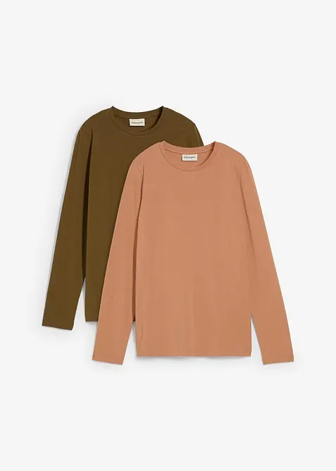 Langarmshirt mit reiner Bio-Baumwolle (2er Pack), bonprix