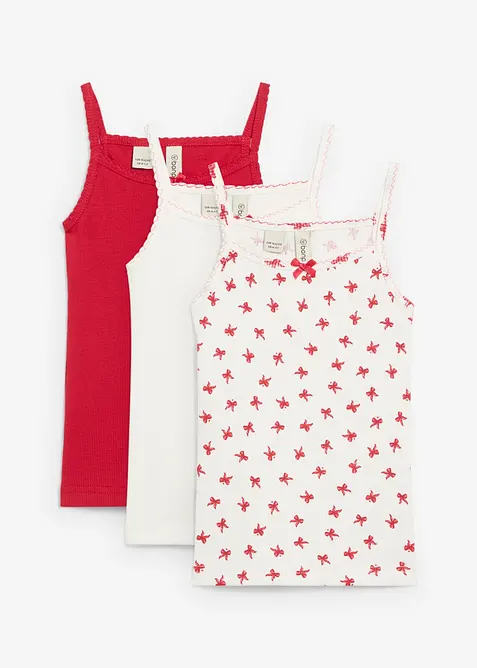 Top aus weicher Rippe mit Satin-Schleife (3er Pack), bonprix