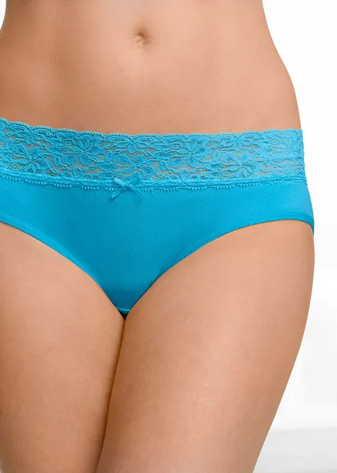 Slip mit weicher Baumwolle und Spitze (5er Pack), bonprix