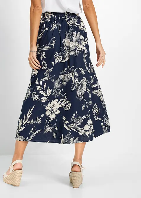 Jupe longue en viscose avec taille &eacute;lastique et lien &agrave; nouer, bonprix