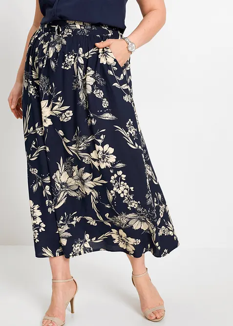 Jupe longue en viscose avec taille élastique et lien à nouer, bonprix
