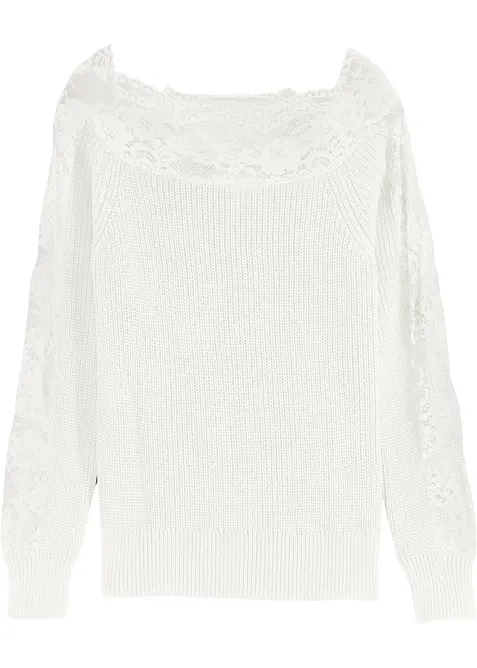 Pull avec dentelle, bonprix