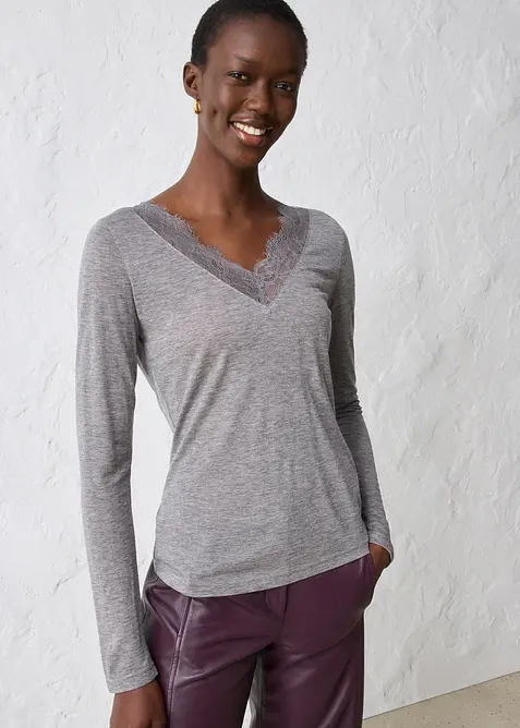 T-shirt en laine mélangée, bonprix