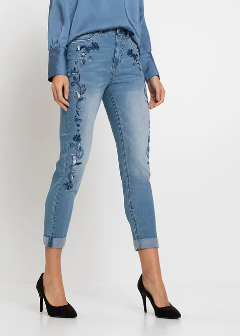 Jean slim taille mi-haute, court, bonprix