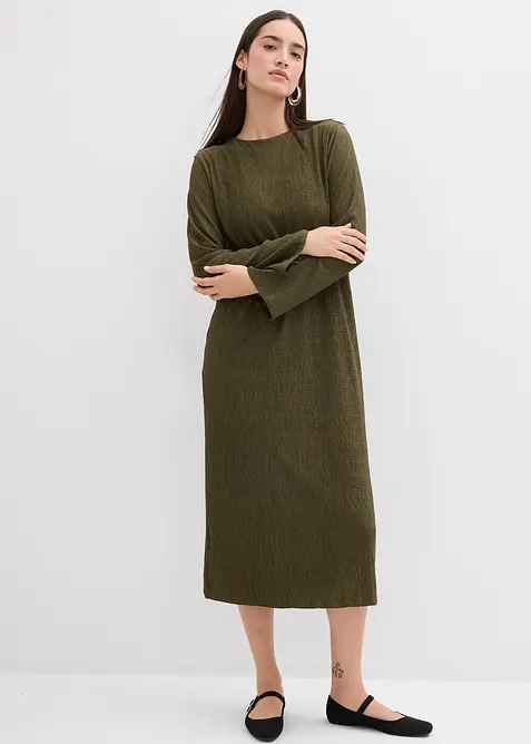 Robe midi aspect froissé, bonprix