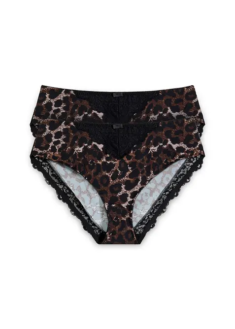 Maxislip mit zarter Spitze (2er Pack), bonprix