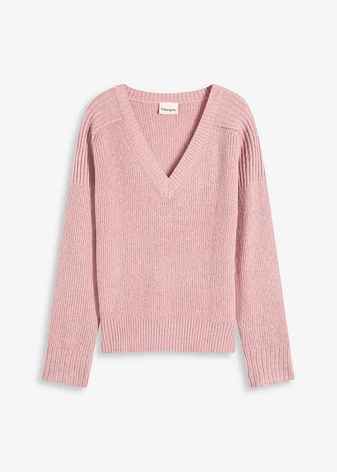 Oversize-Pullover mit V-Ausschnitt, bonprix