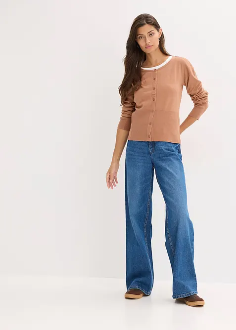 Feinstrickjacke aus fließendem Viskose-Mix, bonprix