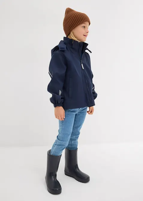 Thermo Regenjacke mit abnehmbarer Kapuze und reflektierende Details, bonprix