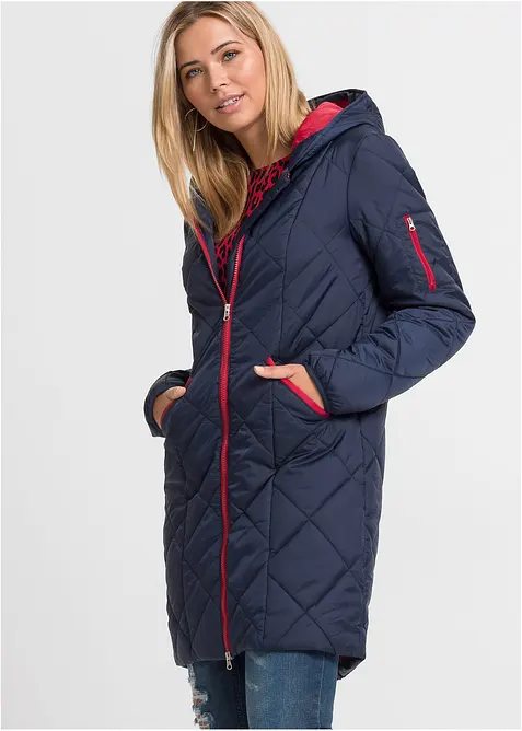 Manteau matelassé bicolore à capuche, bonprix