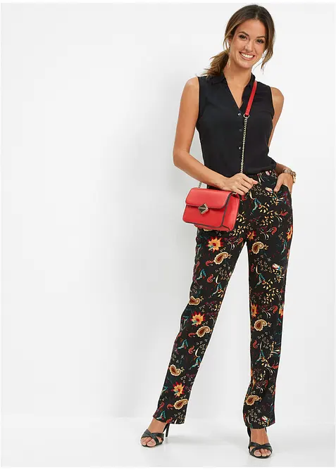 Pantalon taille élastiquée en viscose, bonprix