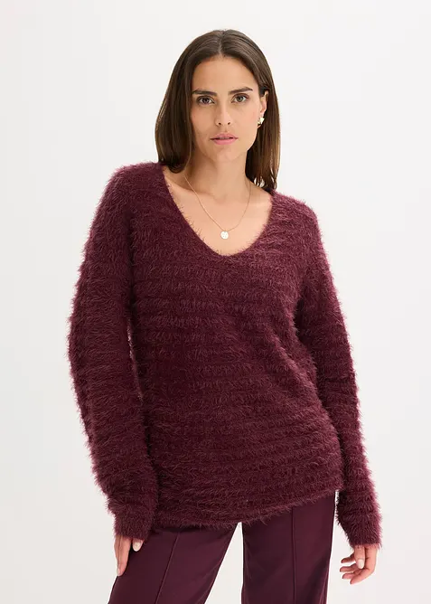 Flauschiger Long-Pullover, bonprix