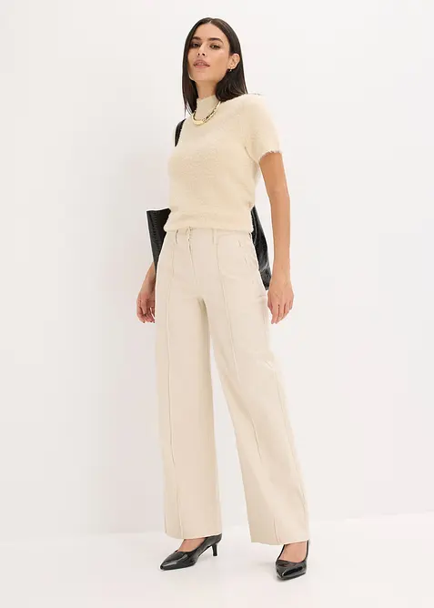 Pantalon en twill avec passepoil et poches raglan, bonprix