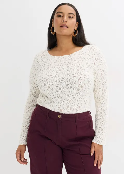 Spitzenbody mit flauschiger Oberfläche, bonprix