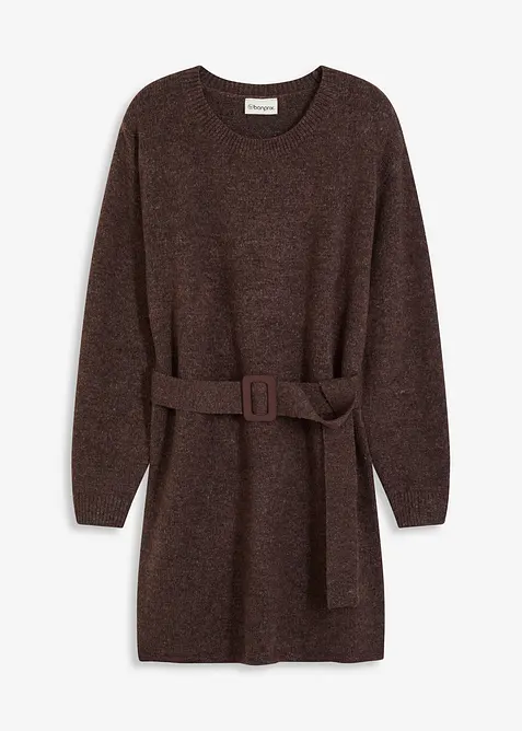 Robe courte en maille avec laine et ceinture, bonprix