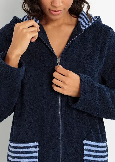 Frottee Bademantel aus Bio-Baumwolle mit Reißverschluss, bonprix