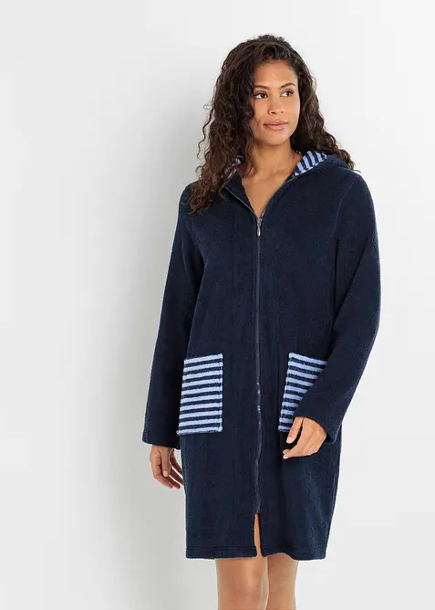 Frottee Bademantel aus Bio-Baumwolle mit Reißverschluss, bonprix